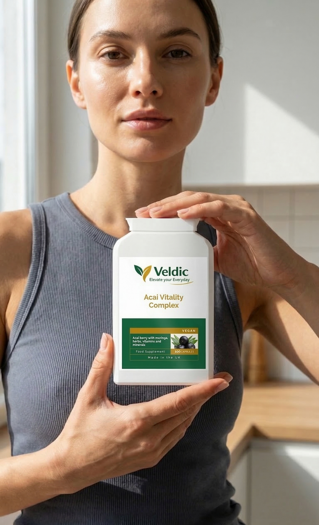 Acai berry antioxidant capsules energy and vitality support supplement