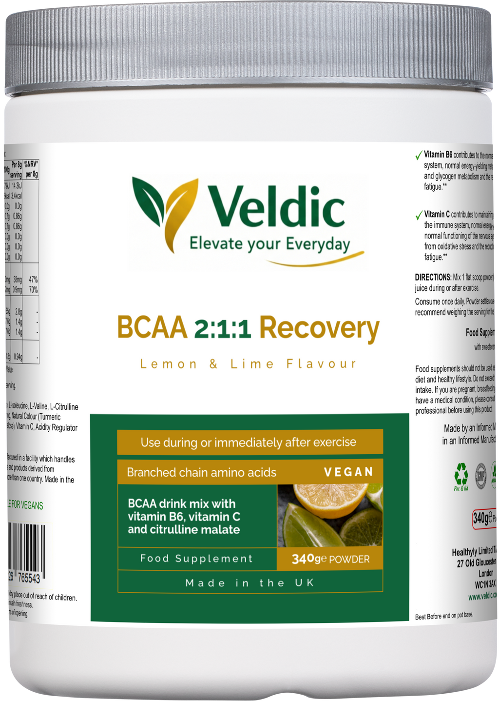 veldic bcaa 2 1 1 recovery supplement for muscle repair and endurance