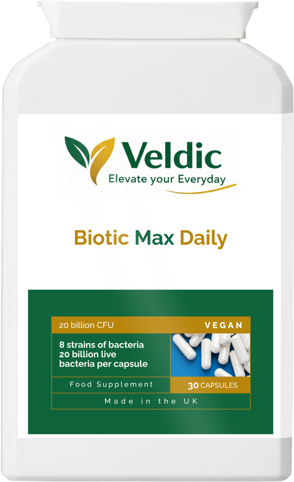 veldic biotic max daily probiotic for gut health and digestion
