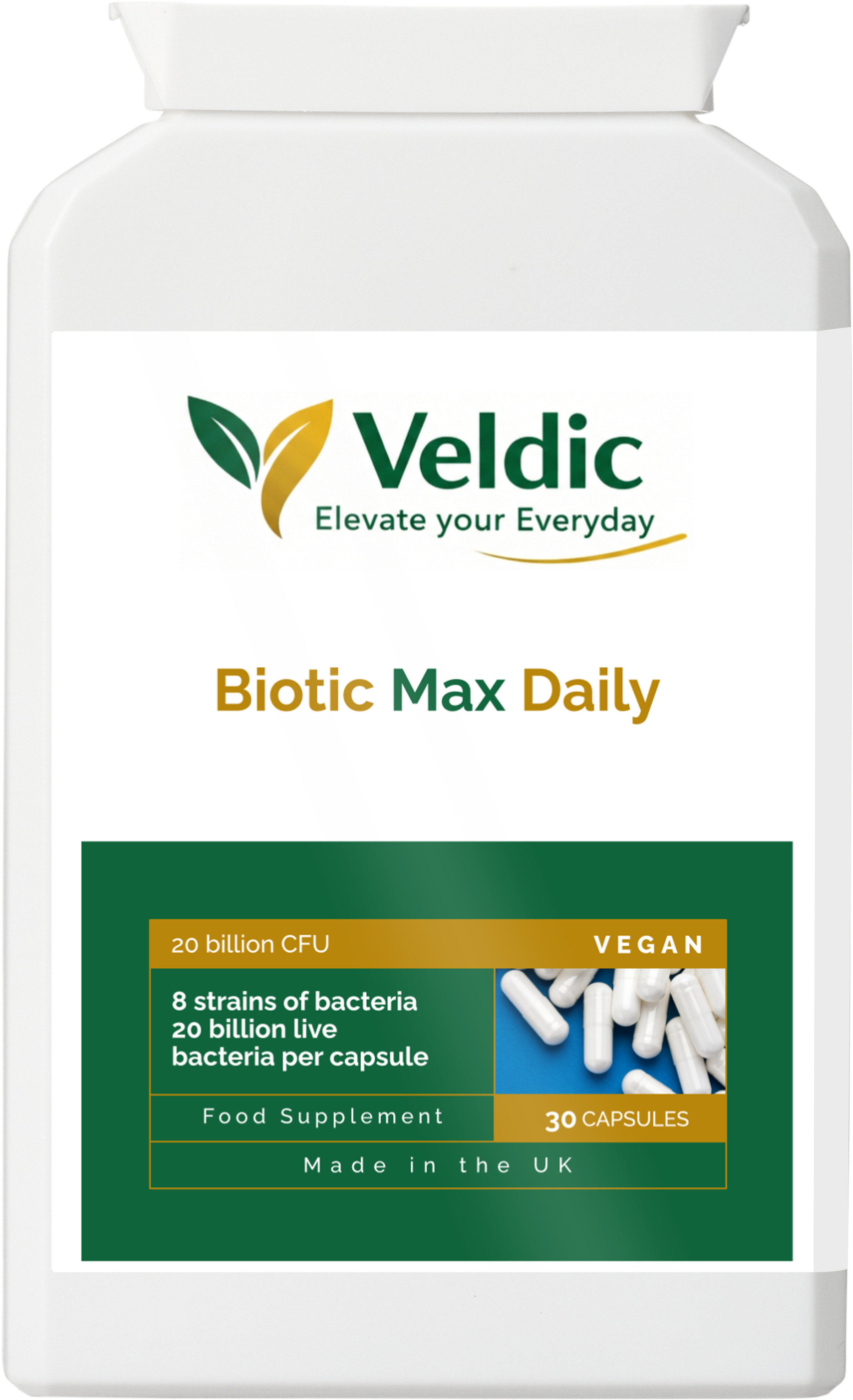 veldic biotic max daily probiotic for gut health and digestion