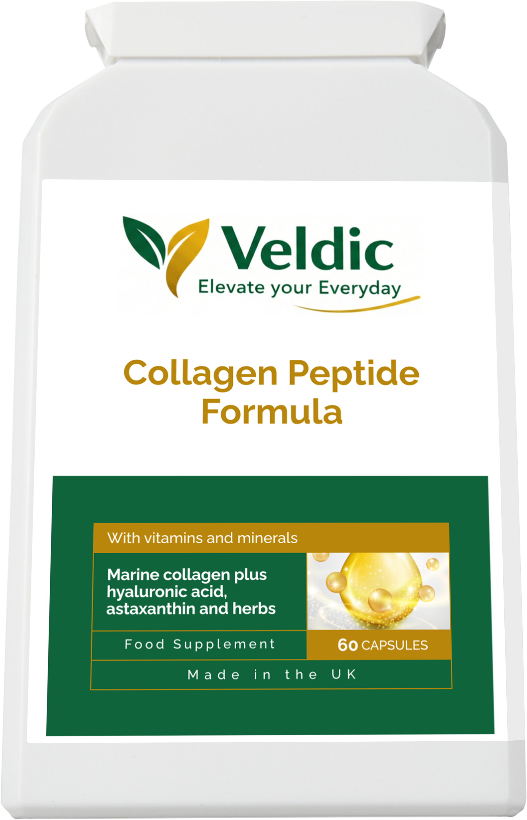 veldic collagen peptide formula for skin hair and nail support