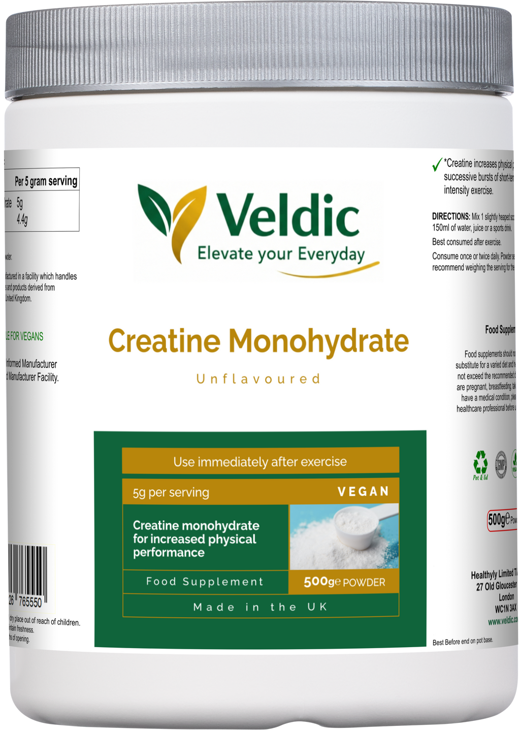 veldic creatine monohydrate supplement for strength and performance