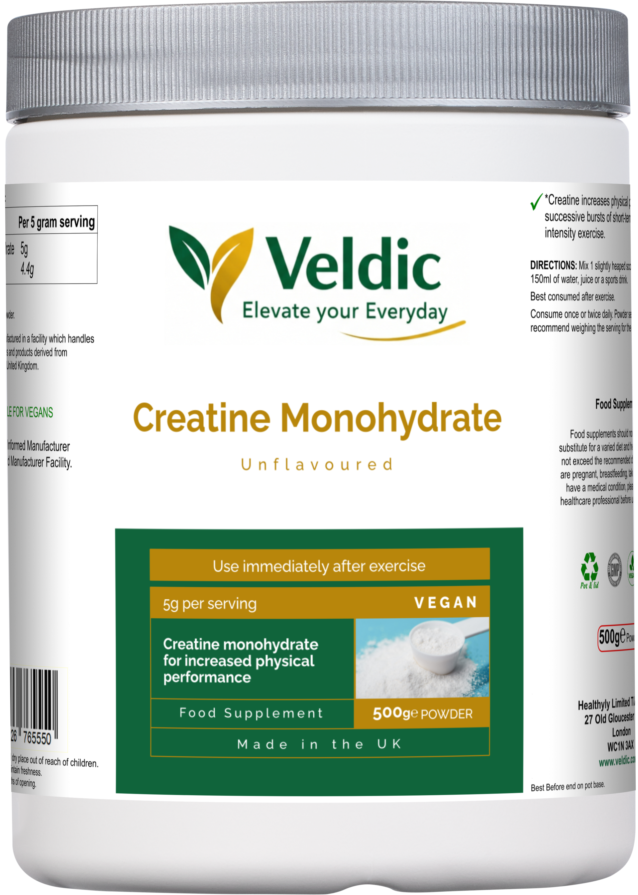 veldic creatine monohydrate supplement for strength and performance