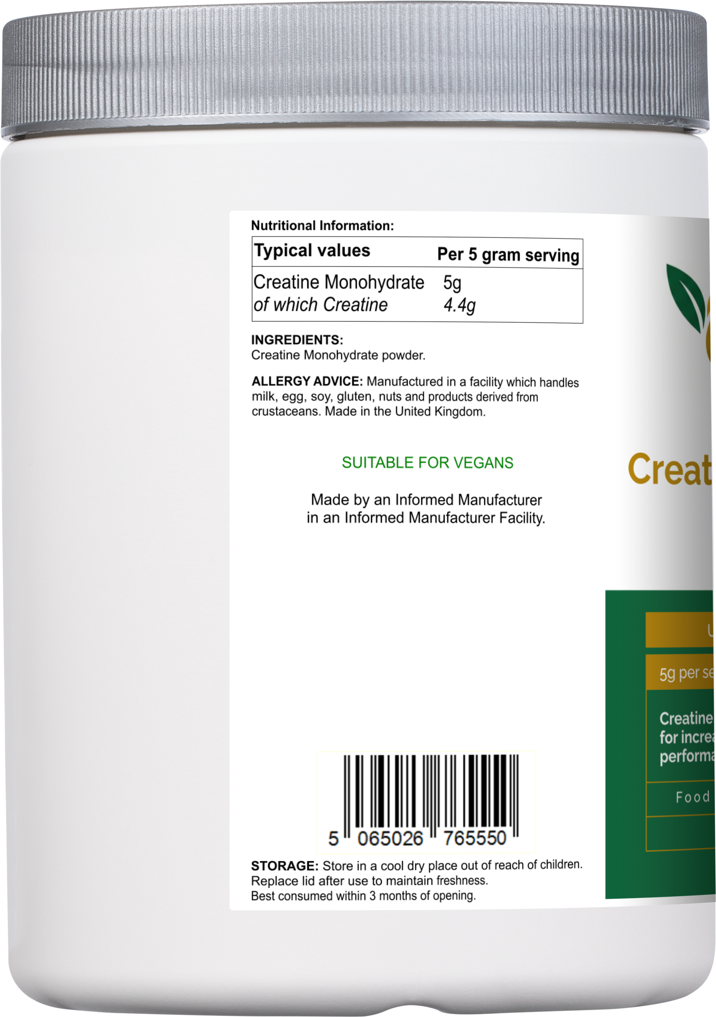 creatine supplement for daily training support