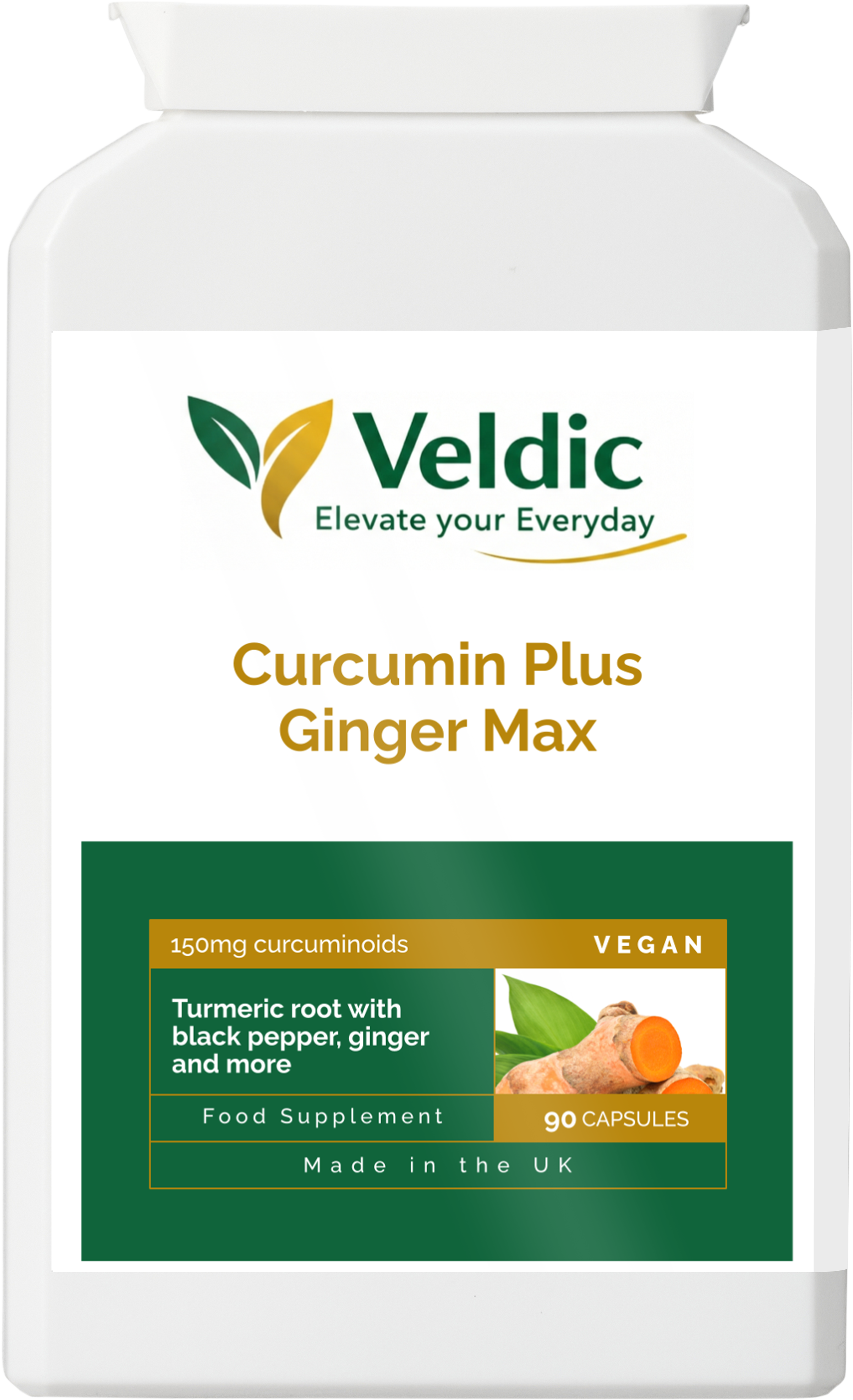 veldic curcumin plus ginger supplement for joint health and inflammation