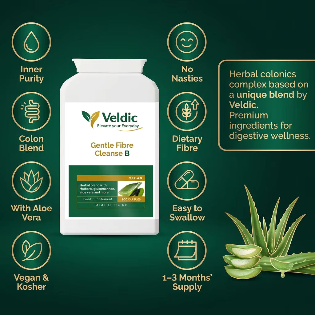 veldic gentle fibre cleanse b for digestion and gut health

