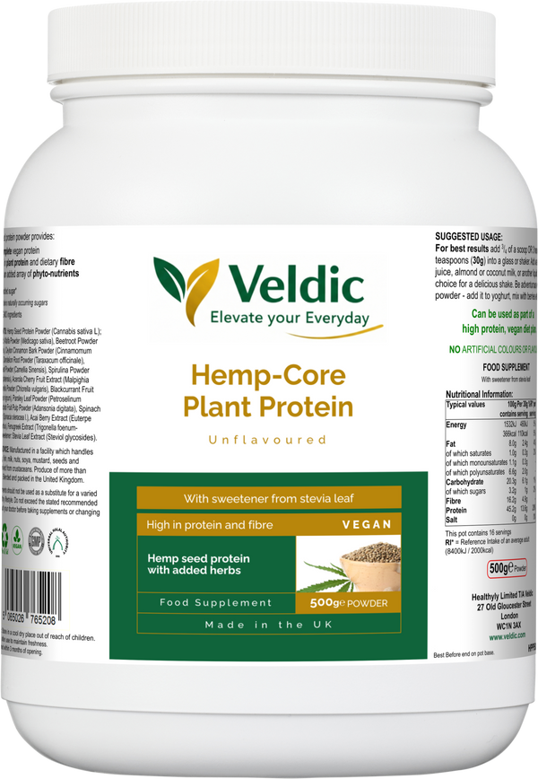veldic hemp core plant protein for muscle recovery and strength