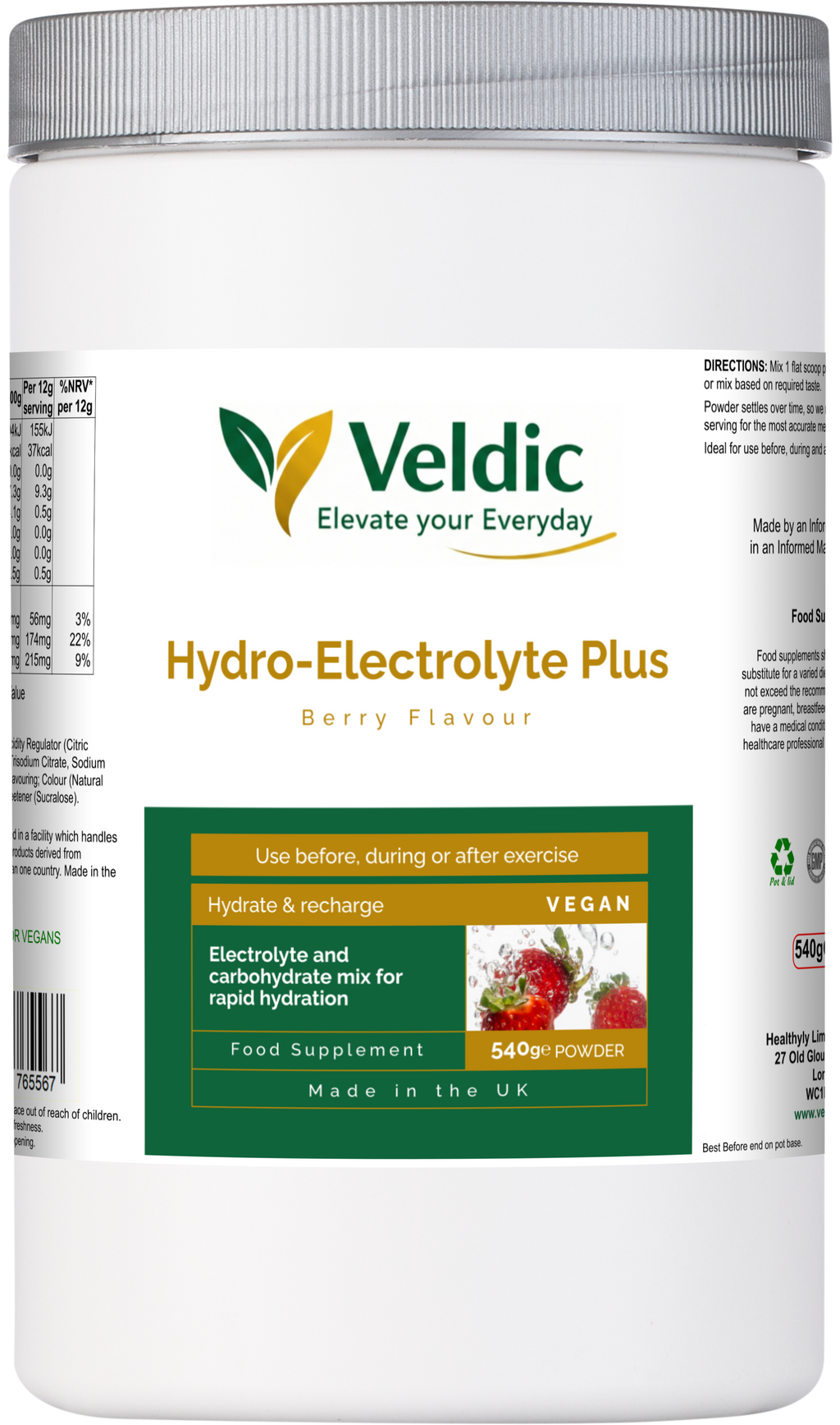 veldic hydro electrolyte plus for hydration and endurance support