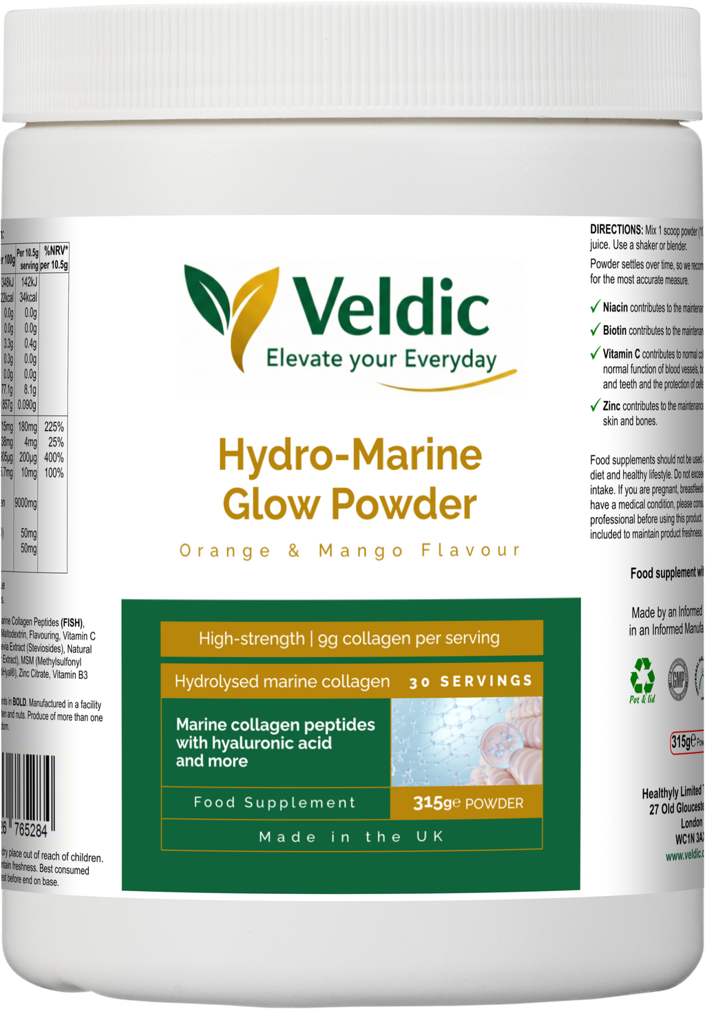 veldic hydro marine glow powder for skin hydration and radiance