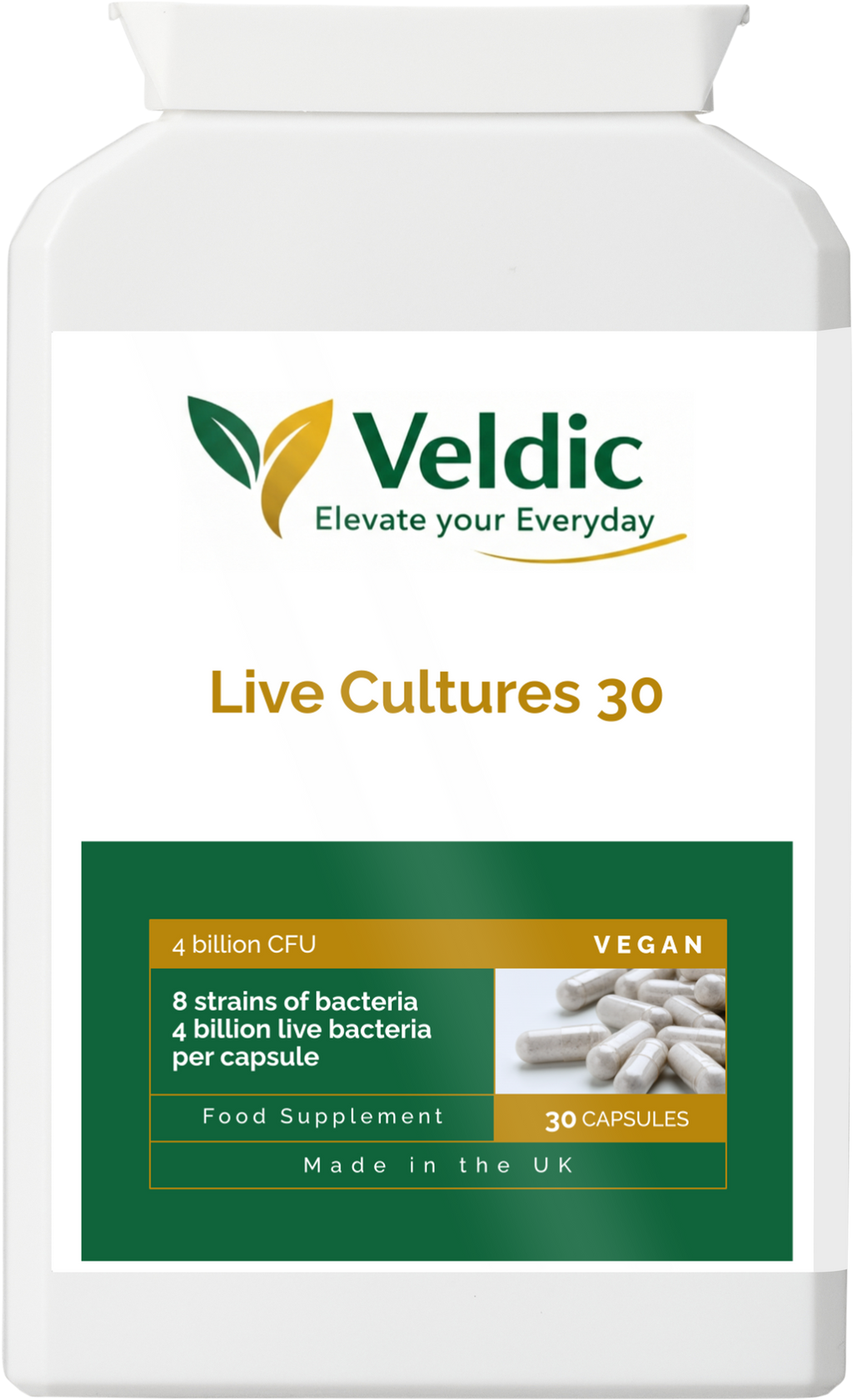 veldic live cultures 30 probiotic for gut health and digestion