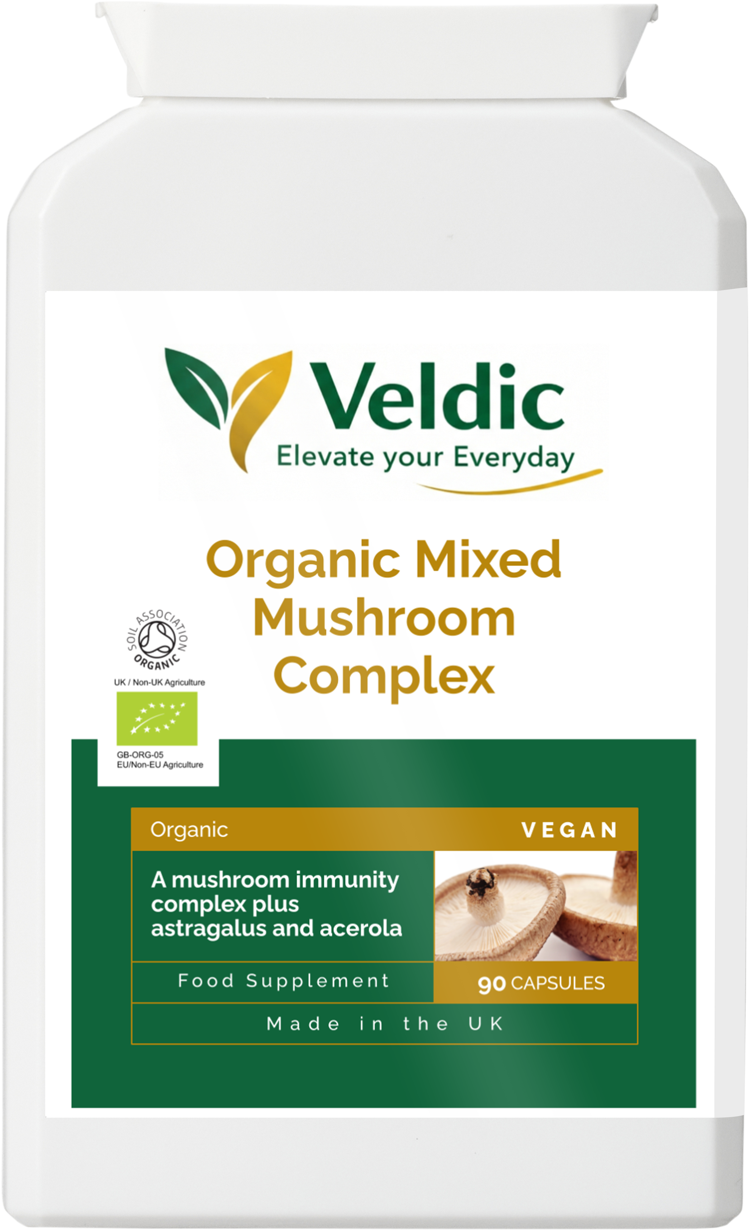 veldic organic mushroom complex for immunity and energy support