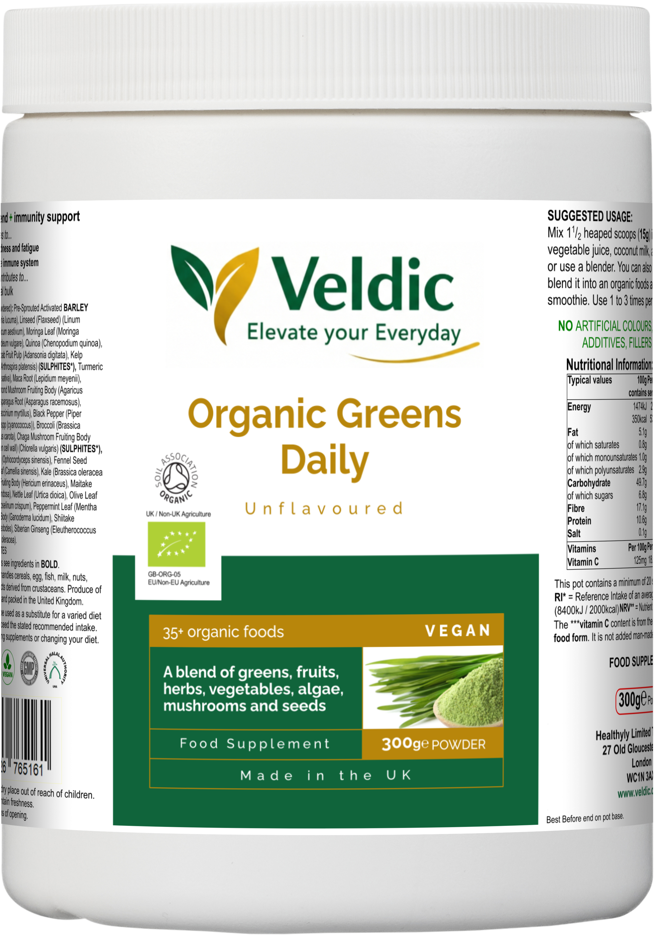 veldic organic greens daily supplement for nutrition and vitality