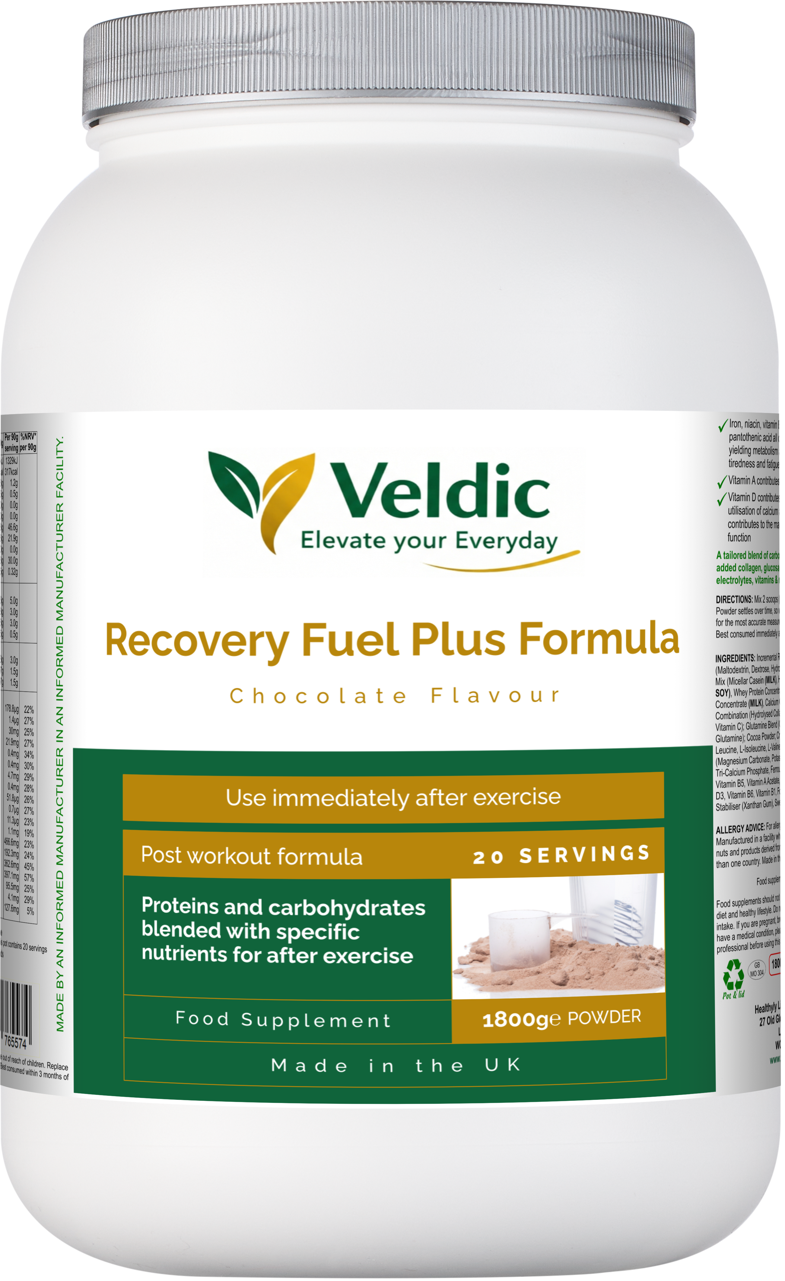 veldic recovery fuel plus for post workout recovery and muscle repair