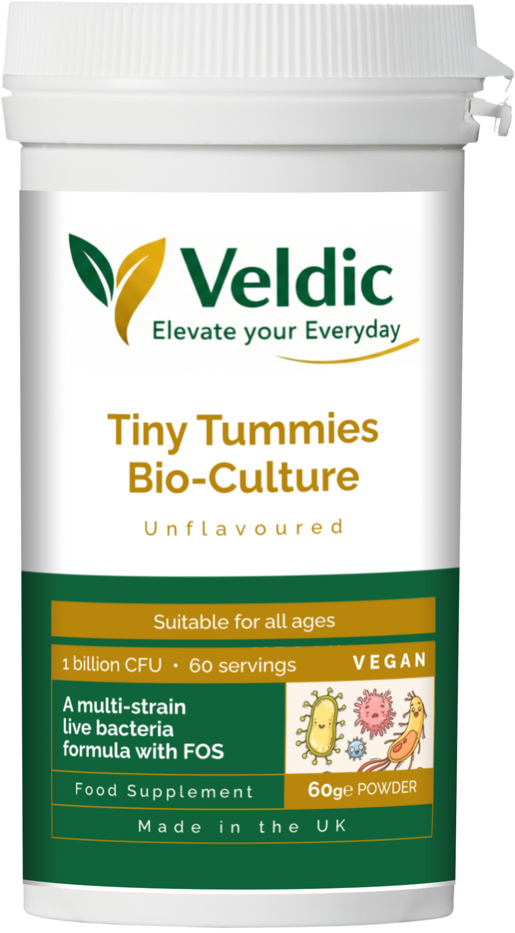 veldic tiny tummies bio culture probiotic for kids gut health