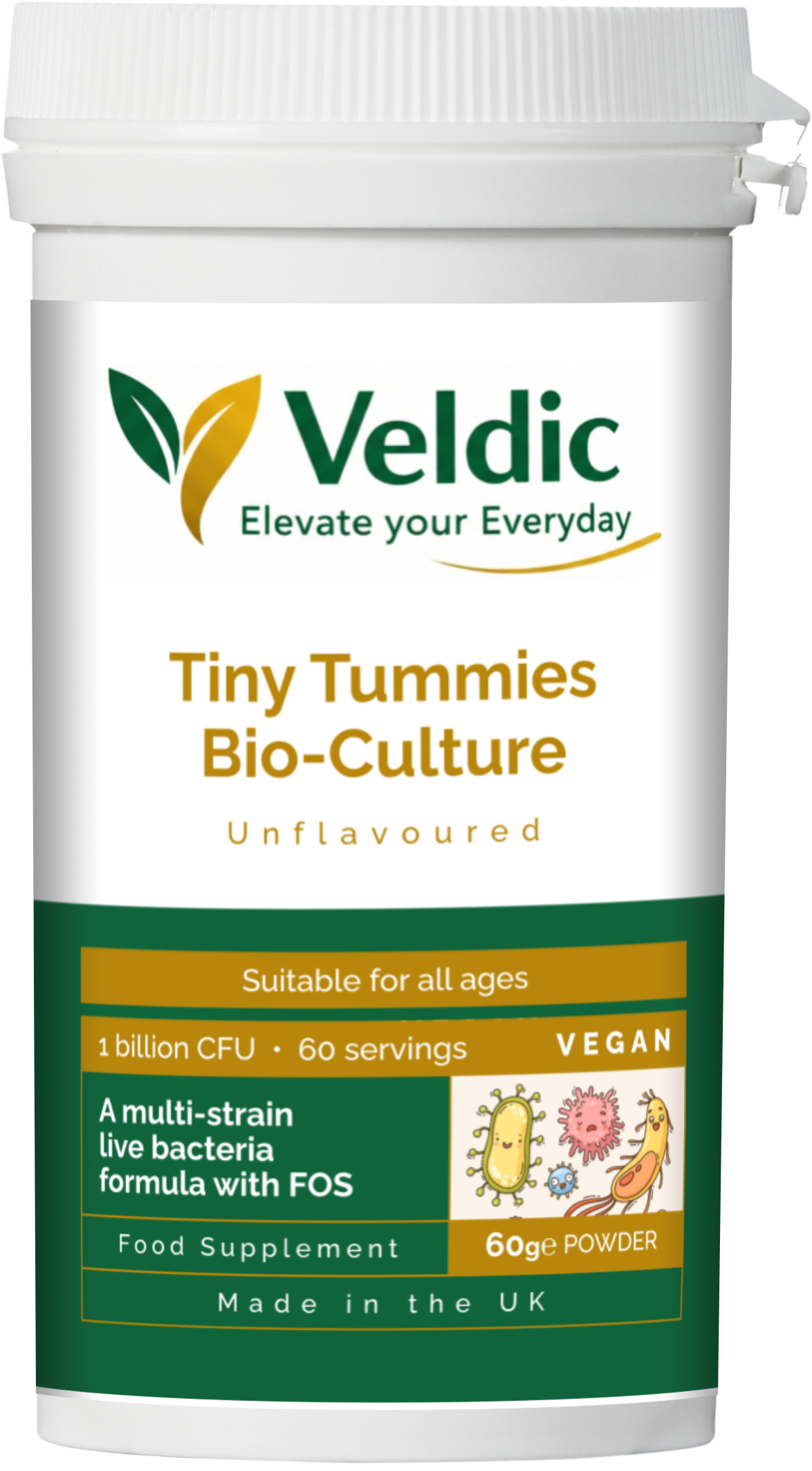 veldic tiny tummies bio culture probiotic for kids gut health